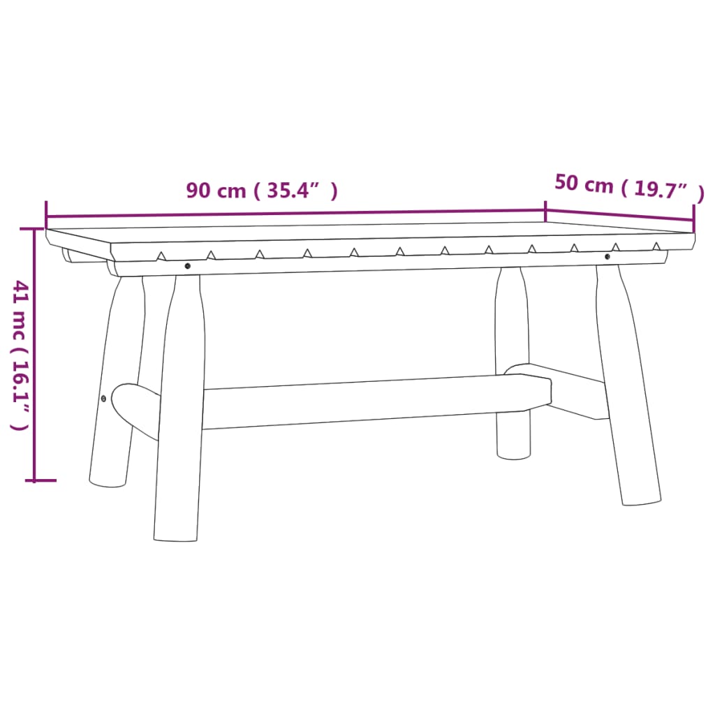 vidaXL Coffee Table 35.4"x19.7"x16.1" Solid Wood Spruce-4