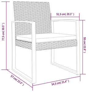 vidaXL Patio Chair 2 Pcs Patio Furniture Dining Chair for Porch PP Rattan-16