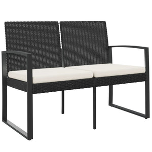 vidaXL Outdoor Bench 2-Seater Bench with Cushions for Porch Deck PP Rattan-0