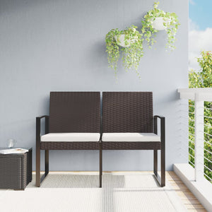 vidaXL Outdoor Bench 2-Seater Bench with Cushions for Porch Deck PP Rattan-1