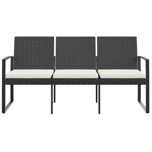 vidaXL Outdoor Bench 3-Seater Bench with Cushions for Porch Deck PP Rattan-13