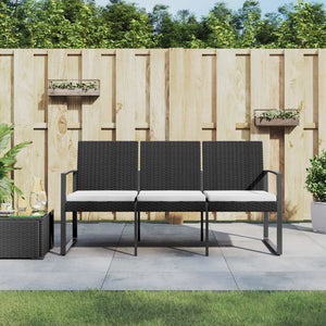 vidaXL Outdoor Bench 3-Seater Bench with Cushions for Porch Deck PP Rattan-9