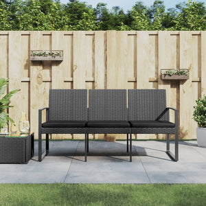 vidaXL Outdoor Bench 3-Seater Bench with Cushions for Porch Deck PP Rattan-16