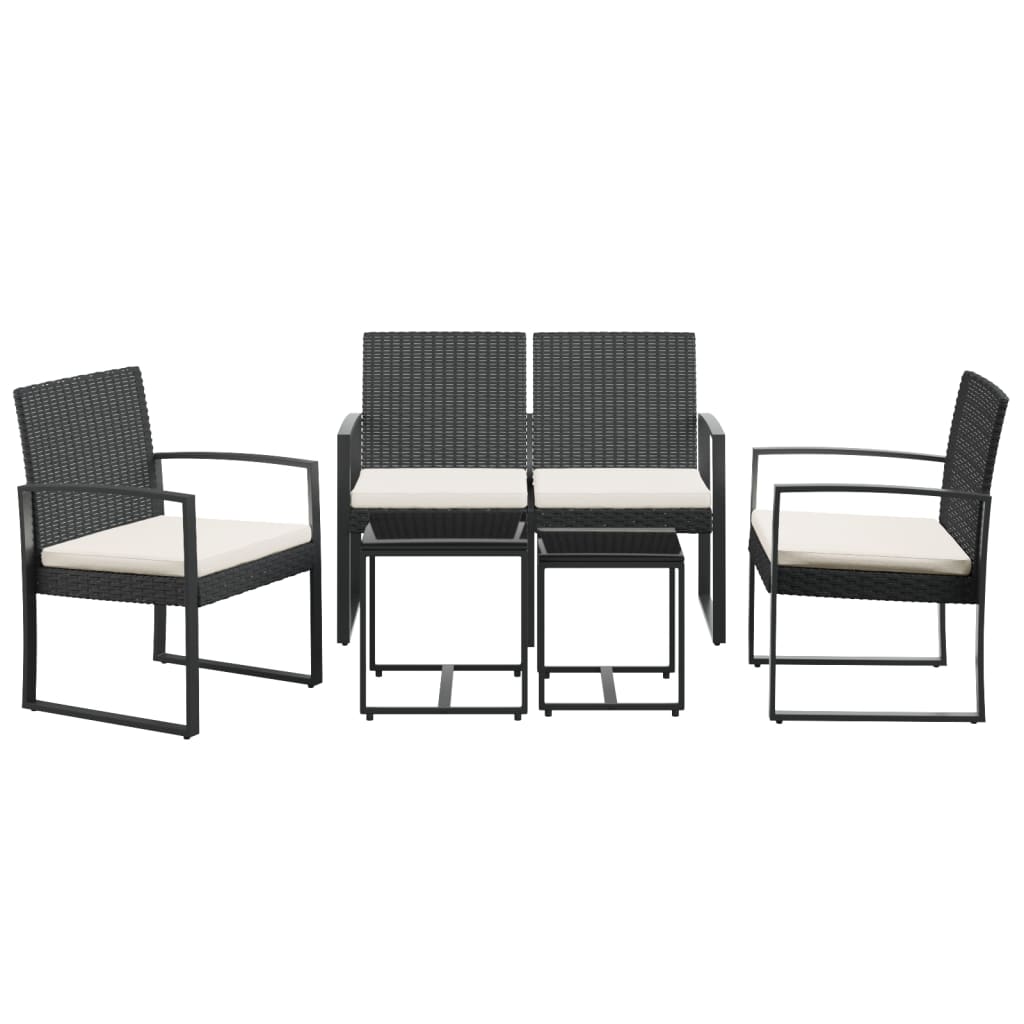 vidaXL Patio Dining Set 5 Pcs Outdoor Table and Chair with Cushions PP Rattan-11