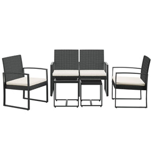 vidaXL Patio Dining Set 5 Pcs Outdoor Table and Chair with Cushions PP Rattan-11