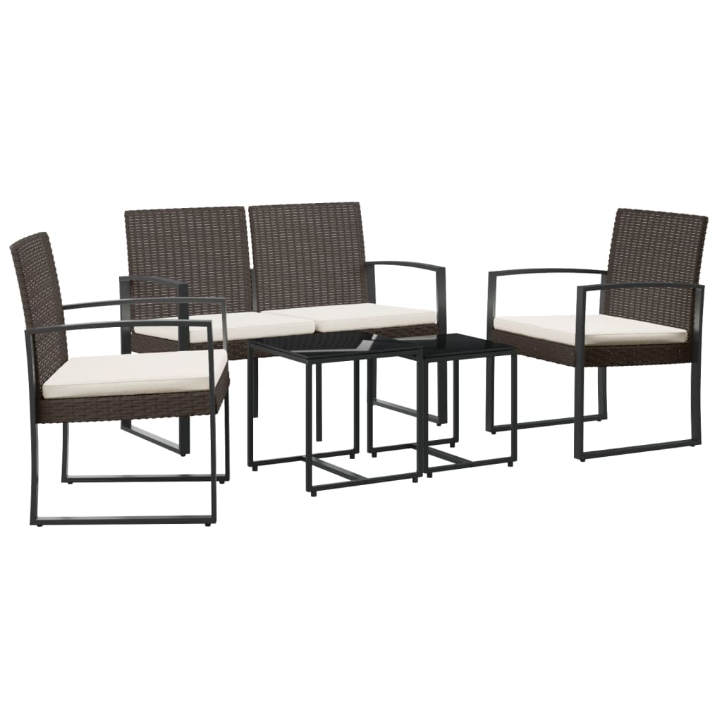 vidaXL Patio Dining Set 5 Pcs Outdoor Table and Chair with Cushions PP Rattan-3