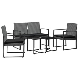 vidaXL Patio Dining Set 5 Pcs Outdoor Table and Chair with Cushions PP Rattan-5