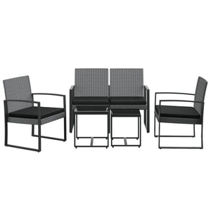 vidaXL Patio Dining Set 5 Pcs Outdoor Table and Chair with Cushions PP Rattan-10