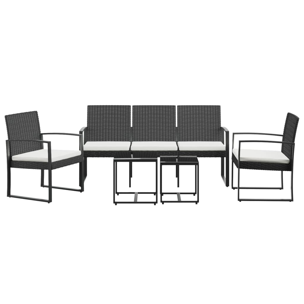 vidaXL Patio Dining Set 5 Pcs Outdoor Table and Chair with Cushions PP Rattan-11