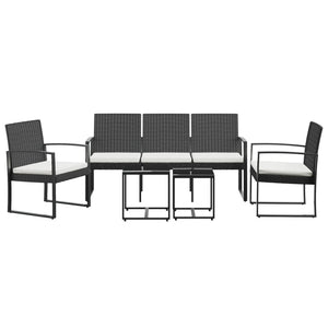 vidaXL Patio Dining Set 5 Pcs Outdoor Table and Chair with Cushions PP Rattan-11