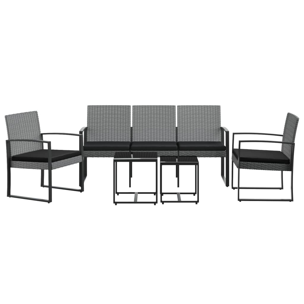 vidaXL Patio Dining Set 5 Pcs Outdoor Table and Chair with Cushions PP Rattan-10