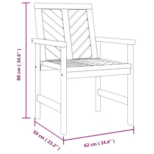 vidaXL Patio Chair Outdoor Patio Furniture Dining Chair Solid Wood Acacia-25