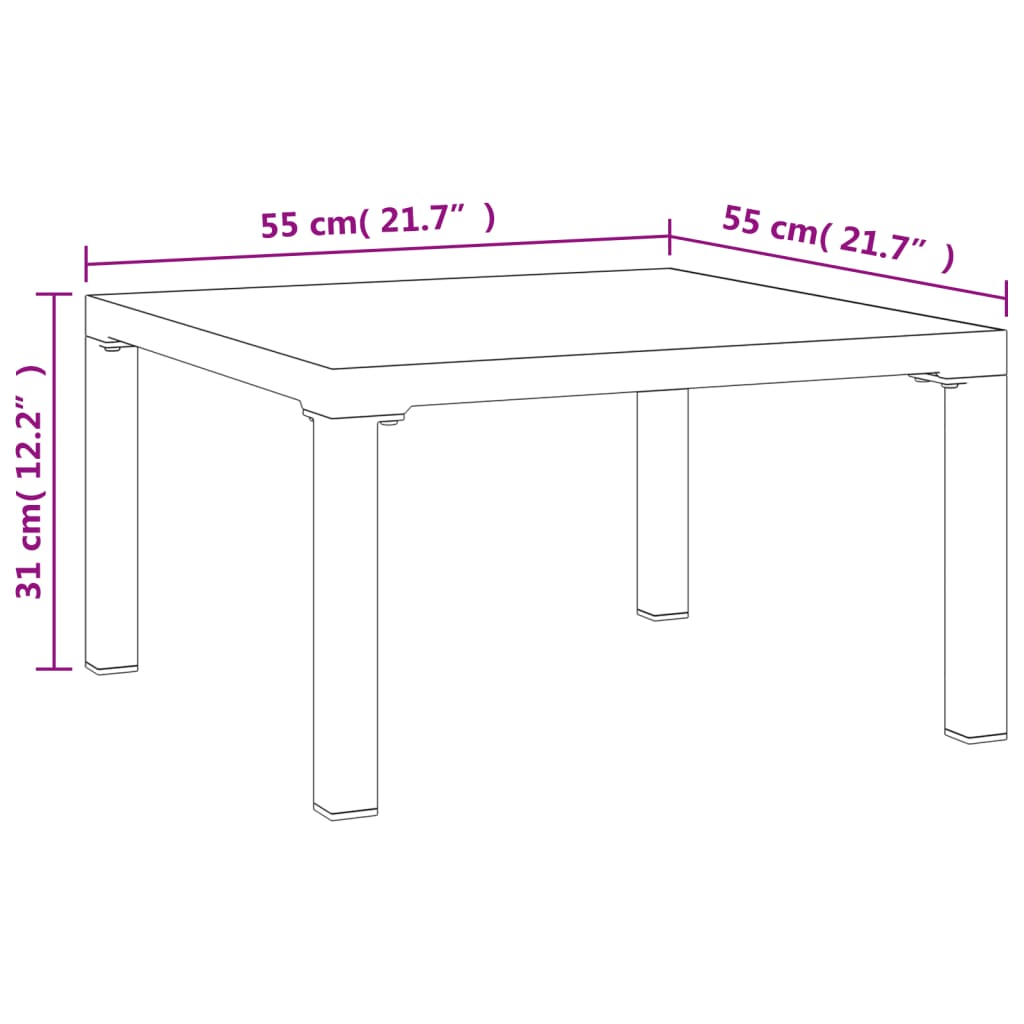 vidaXL Patio Coffee Table Gray 21.7"x21.7"x12.2" DPC and Steel-5