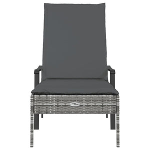 vidaXL Sun Lounger with Cushion Gray Poly Rattan-2