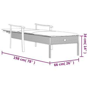 vidaXL Sun Lounger with Cushion Gray Poly Rattan-8