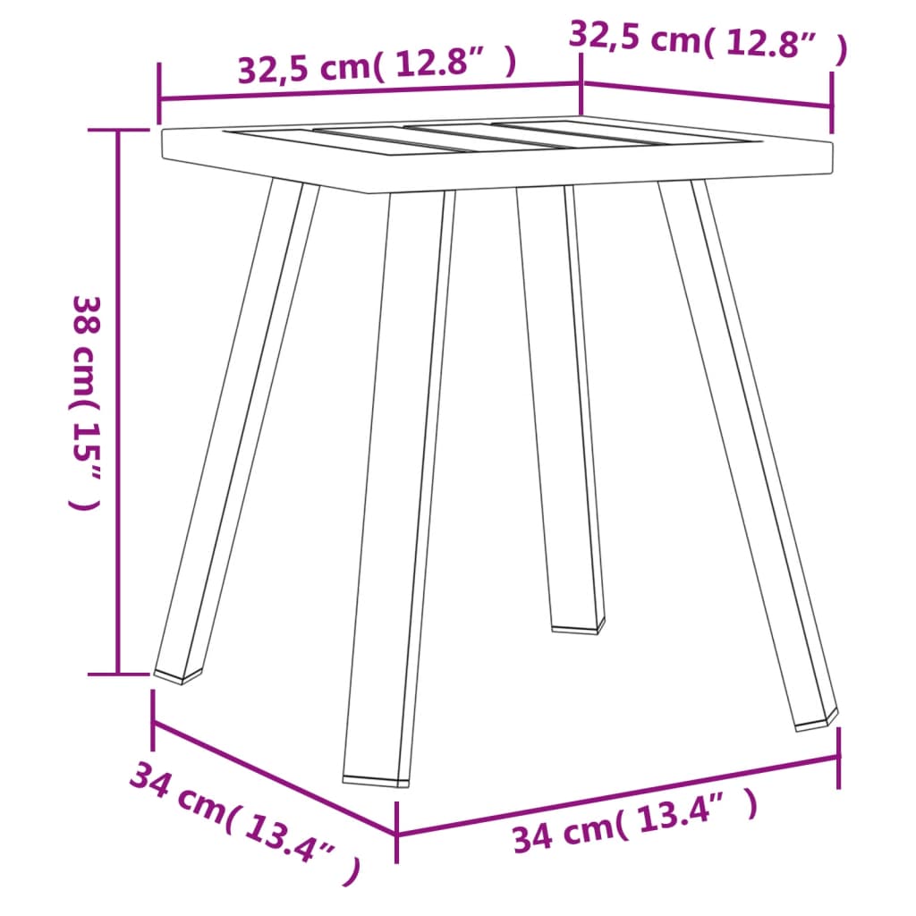 vidaXL Patio Table Anthracite 13.4"x13.4"x15" Steel-5