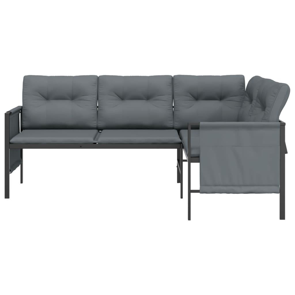 vidaXL Patio Furniture Outdoor Sectional Sofa Anthracite Steel and Textilene-7