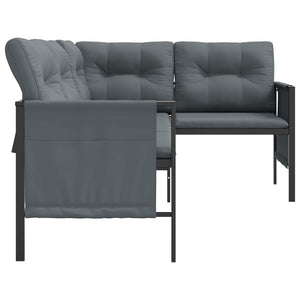 vidaXL Patio Furniture Outdoor Sectional Sofa Anthracite Steel and Textilene-9