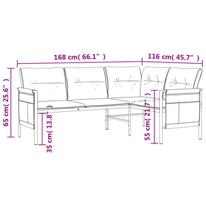 vidaXL Patio Furniture Outdoor Sectional Sofa Anthracite Steel and Textilene-5