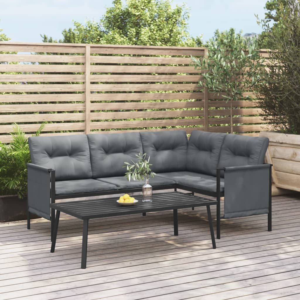 vidaXL Patio Furniture Outdoor Sectional Sofa Anthracite Steel and Textilene-3