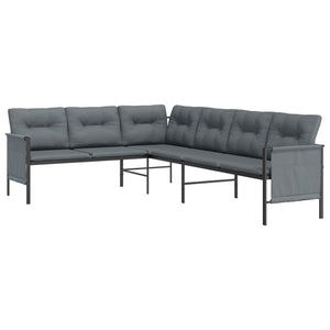 vidaXL Patio Furniture Outdoor Sectional Sofa Anthracite Steel and Textilene-2