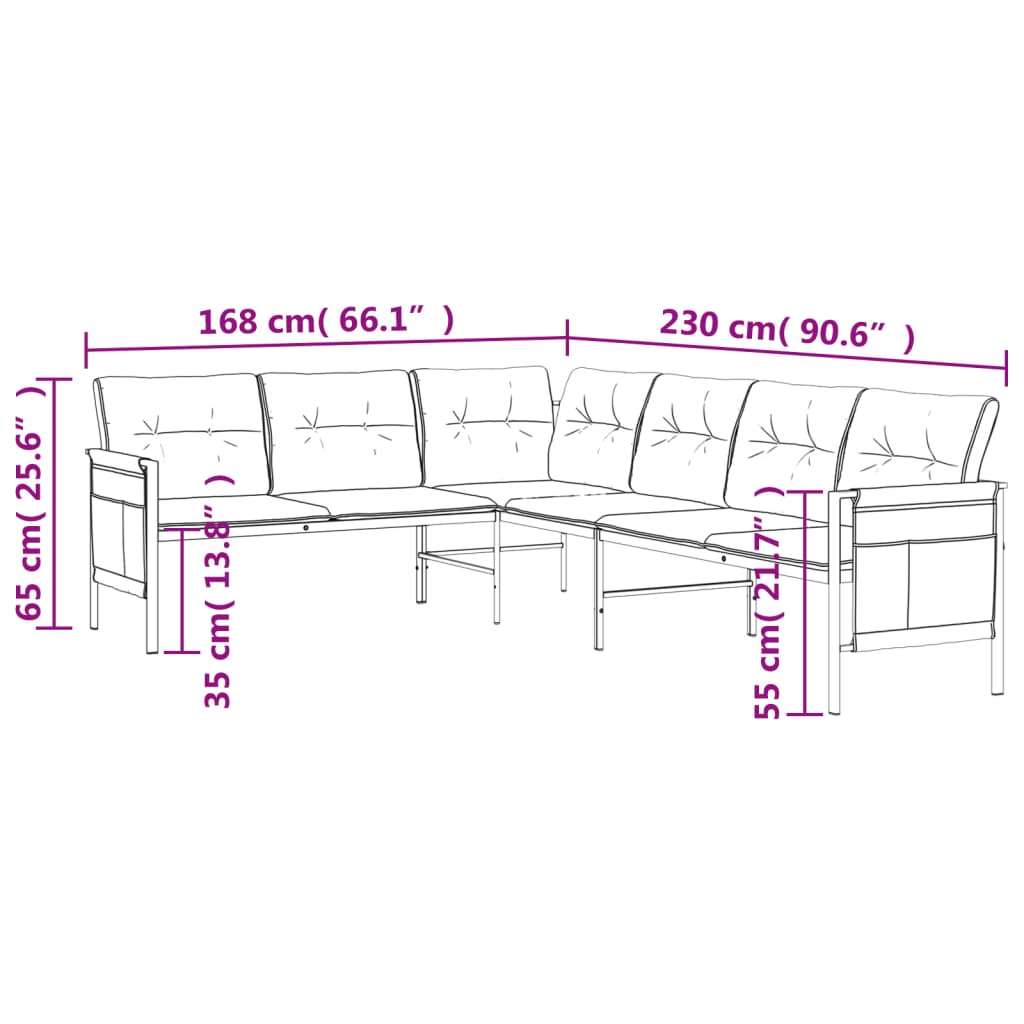 vidaXL Patio Furniture Outdoor Sectional Sofa Anthracite Steel and Textilene-6