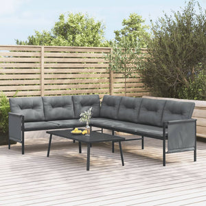 vidaXL Patio Furniture Outdoor Sectional Sofa Anthracite Steel and Textilene-4