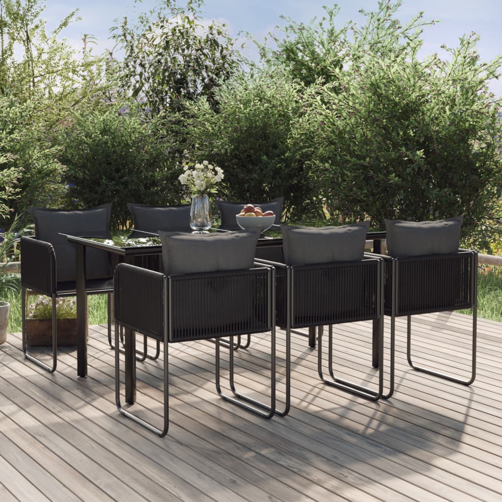 vidaXL Patio Dining Set Outdoor Dining Set Garden Table and Chair Set Black-13