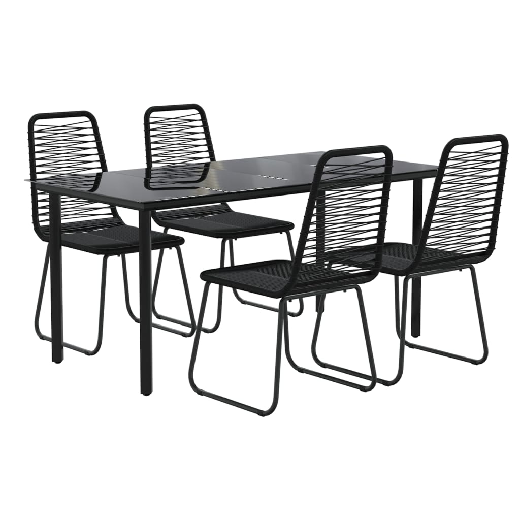 vidaXL Patio Dining Set Outdoor Dining Set Garden Table and Chair Set Black-11