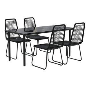 vidaXL Patio Dining Set Outdoor Dining Set Garden Table and Chair Set Black-11