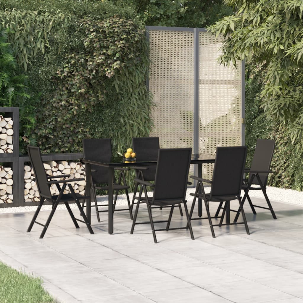 vidaXL Patio Dining Set Outdoor Dining Set Garden Table and Chair Set Black-9