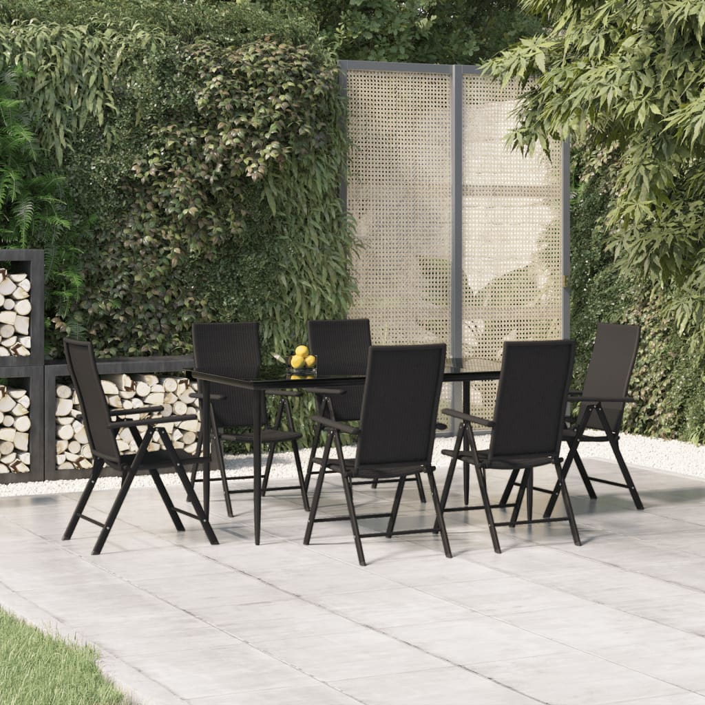 vidaXL Patio Dining Set Black Outdoor Furniture 3/5/7/9 Piece Multi Sizes-48