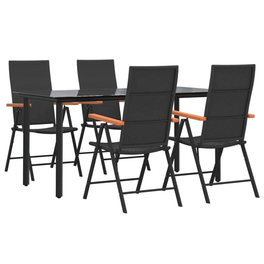 vidaXL Patio Dining Set Outdoor Dining Set Garden Table and Chair Set Black-9