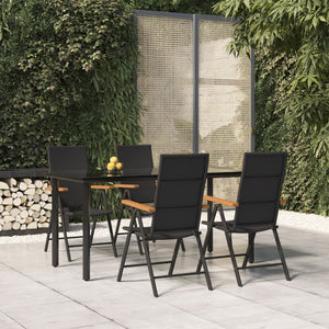 vidaXL Patio Dining Set Outdoor Dining Set Garden Table and Chair Set Black-14