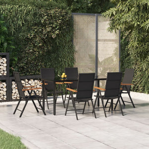 vidaXL Patio Dining Set Outdoor Dining Set Garden Table and Chair Set Black-4