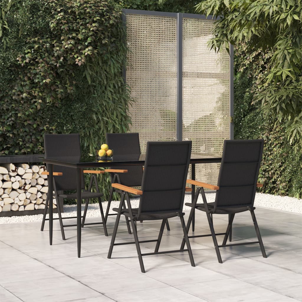 vidaXL Patio Dining Set Black Outdoor Furniture 3/5/7/9 Piece Multi Sizes-36