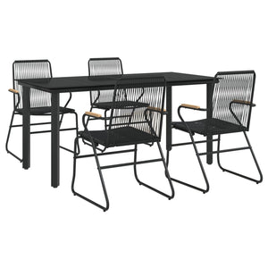 vidaXL 5 Piece Patio Dining Set Black PVC Rattan-15