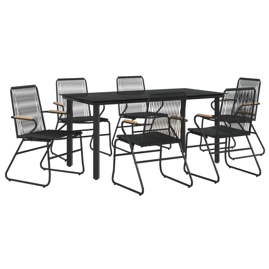 vidaXL 5 Piece Patio Dining Set Black PVC Rattan-2