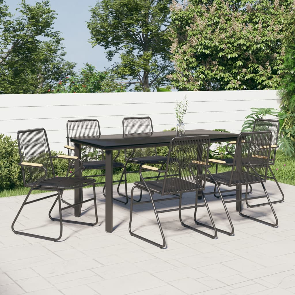 vidaXL 5 Piece Patio Dining Set Black PVC Rattan-9