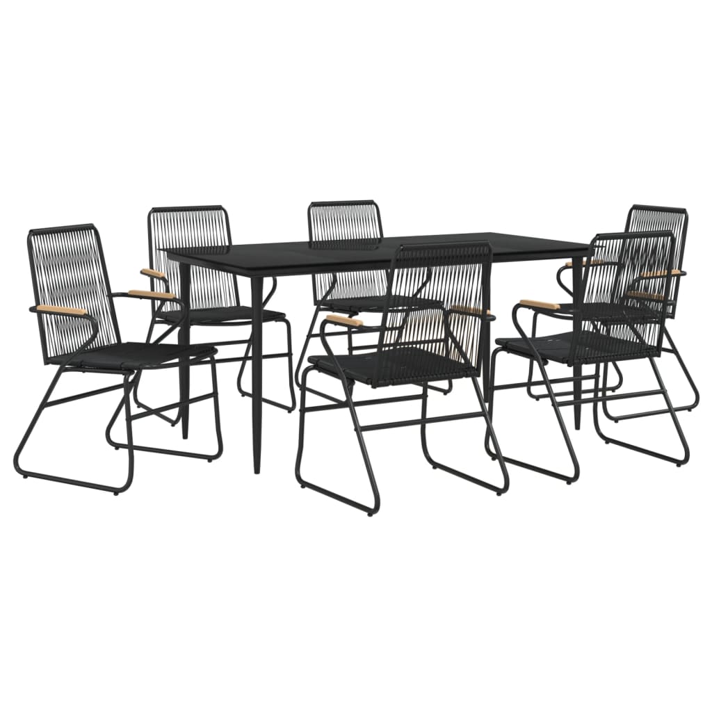 vidaXL 5 Piece Patio Dining Set Black PVC Rattan-29