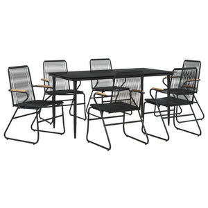 vidaXL 5 Piece Patio Dining Set Black PVC Rattan-29