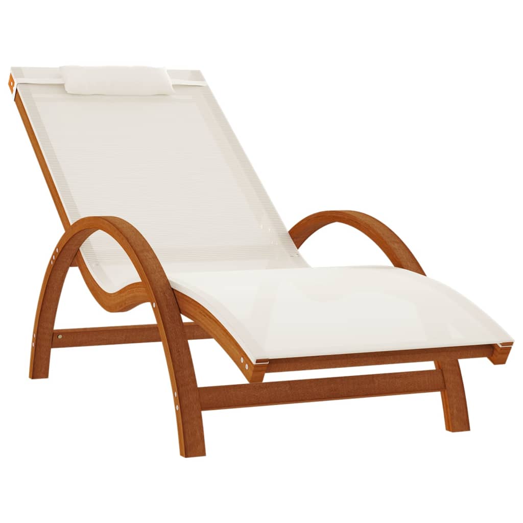 vidaXL Sun Lounger Chair with Pillow for Patio Textilene and Solid Wood Poplar-5