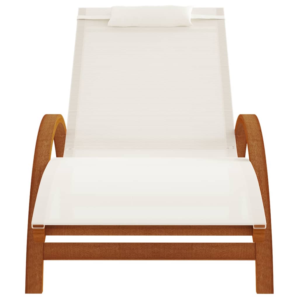 vidaXL Sun Lounger Chair with Pillow for Patio Textilene and Solid Wood Poplar-0