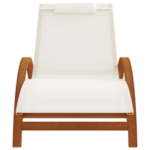 vidaXL Sun Lounger Chair with Pillow for Patio Textilene and Solid Wood Poplar-0