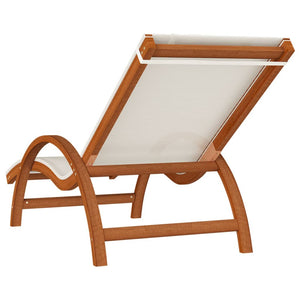 vidaXL Sun Lounger Chair with Pillow for Patio Textilene and Solid Wood Poplar-4