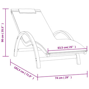 vidaXL Sun Lounger Chair with Pillow for Patio Textilene and Solid Wood Poplar-10