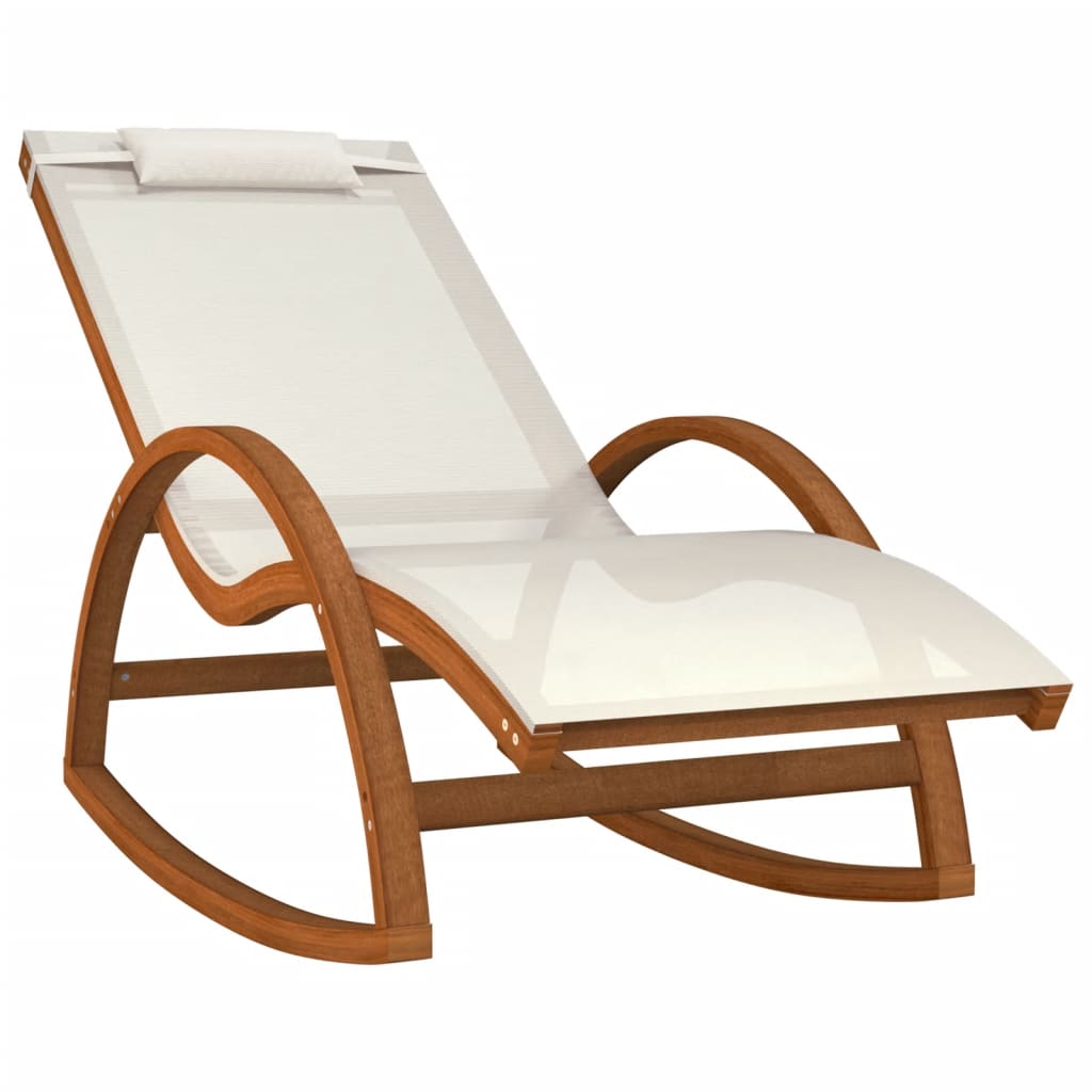 vidaXL Rocking Chair Outdoor Rocking Chair Textilene and Solid Wood Poplar-0