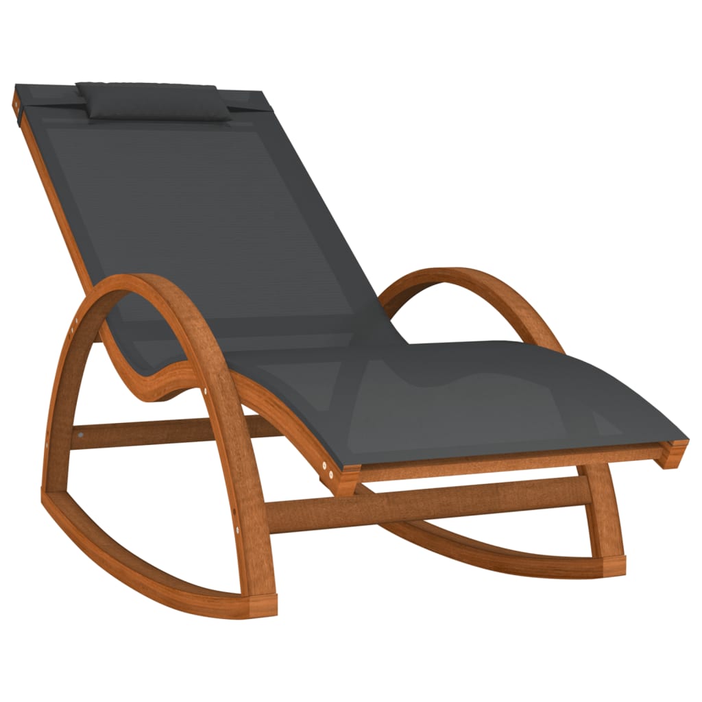 vidaXL Rocking Chair Outdoor Rocking Chair Textilene and Solid Wood Poplar-0