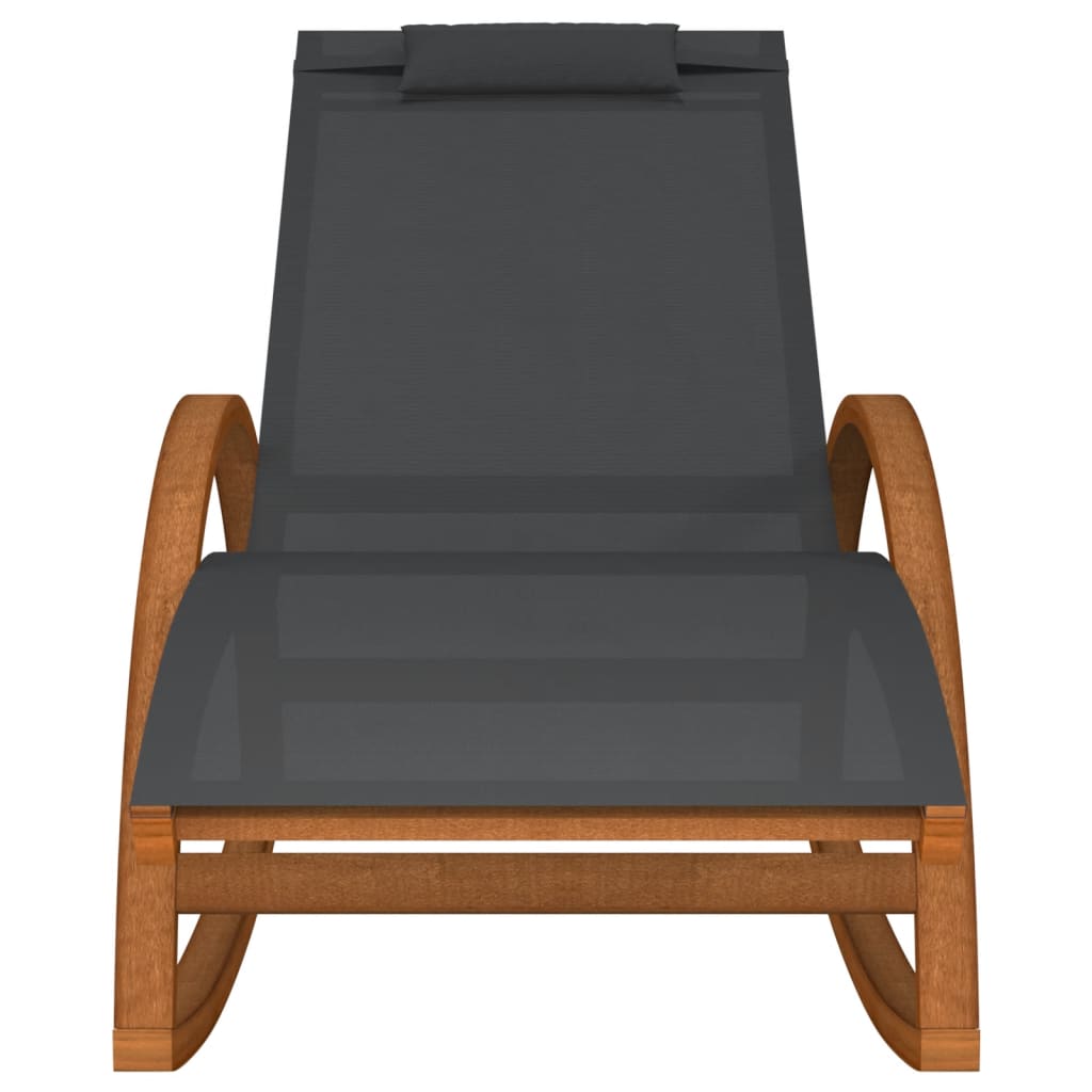 vidaXL Rocking Chair Outdoor Rocking Chair Textilene and Solid Wood Poplar-2