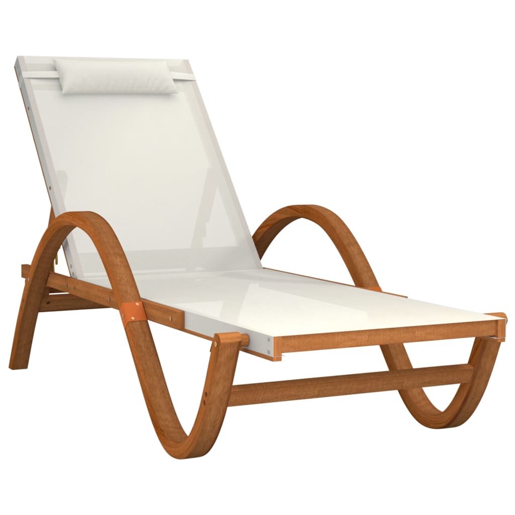 vidaXL Sun Lounger Chair with Pillow Furniture Textilene and Solid Wood Poplar-7